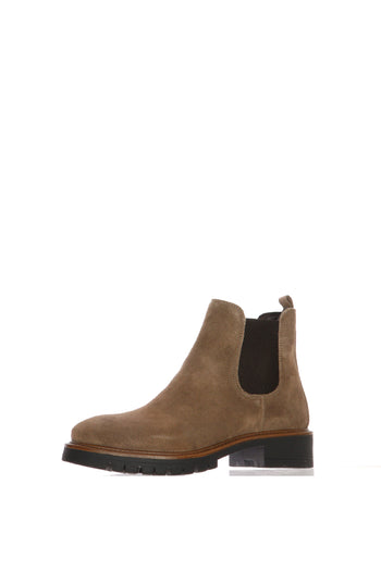 Stivaletto Chelsea Boot  in camoscio taupe e blu con carrarmato - 5