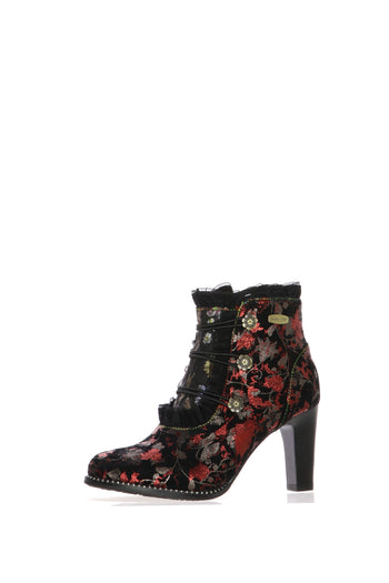 Stivaletto con motivo floreale nero con tacco Laura Vita - 3