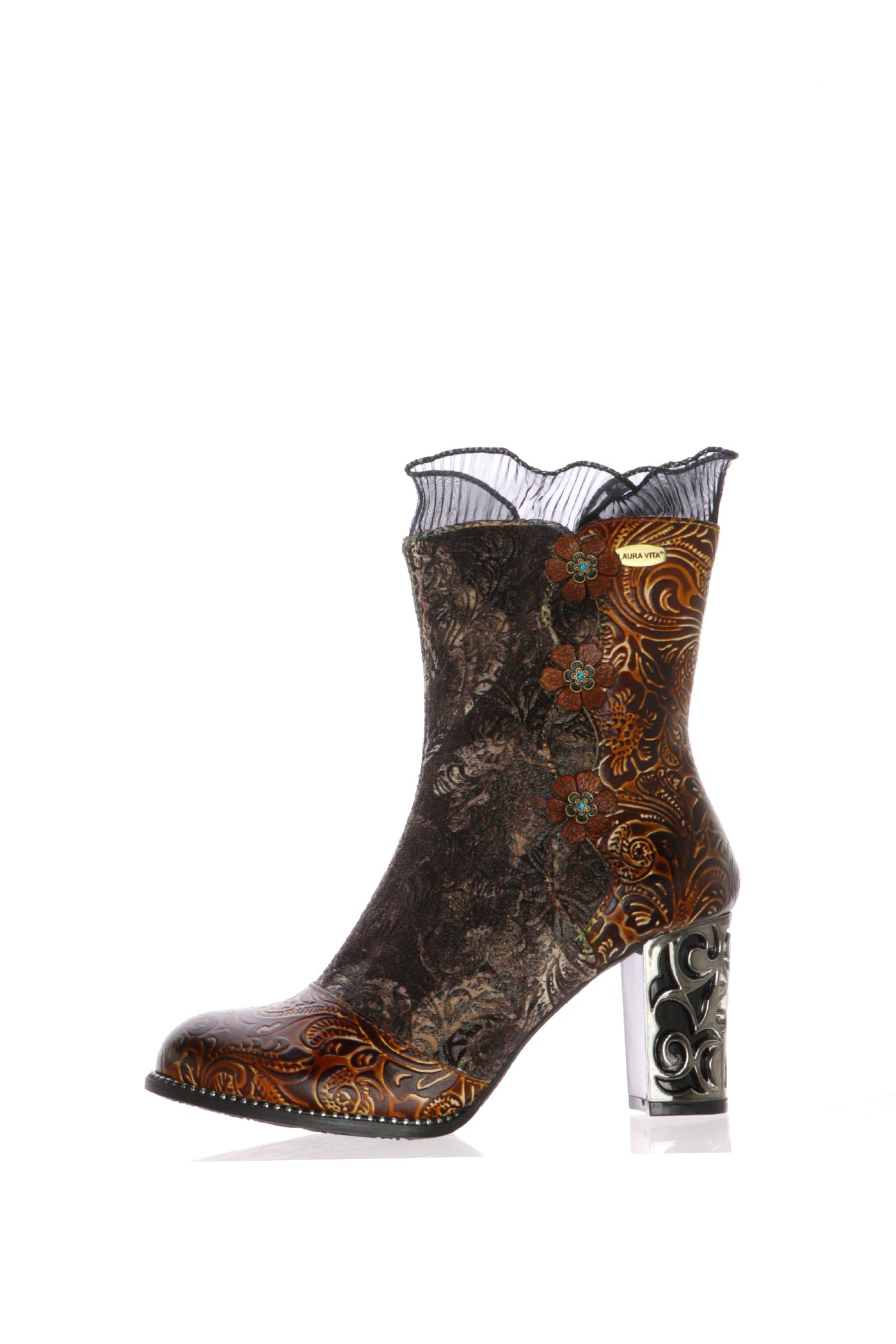 Stivaletto donna casula effetto Floreale Vintage Laura Vita