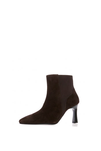 Stivaletto donna nero e marrone  in Camoscio con elastico laterale - 4