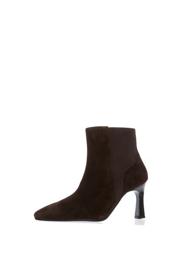 Stivaletto donna nero e marrone  in Camoscio con elastico laterale - 8