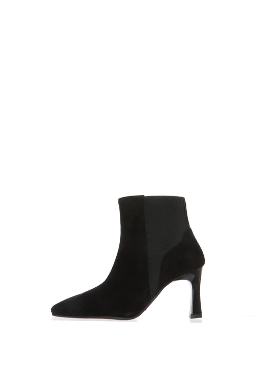 Stivaletto donna nero in Camoscio con elastico laterale - 1