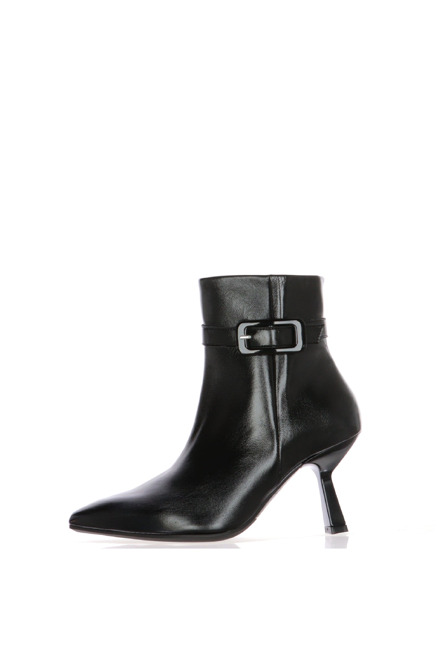 Stivaletto elegante  in pelle nera tacco a spillo e punta sfilata Melluso
