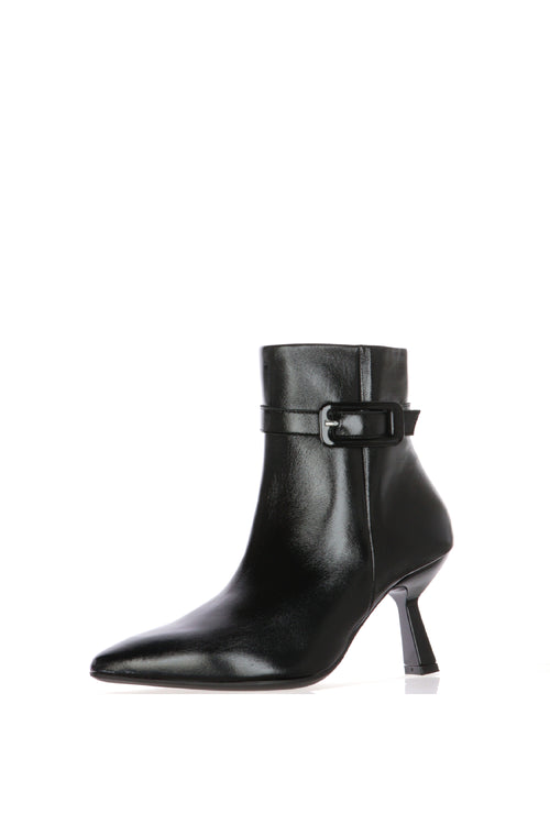 Stivaletto elegante  in pelle nera tacco a spillo e punta sfilata Melluso - 2