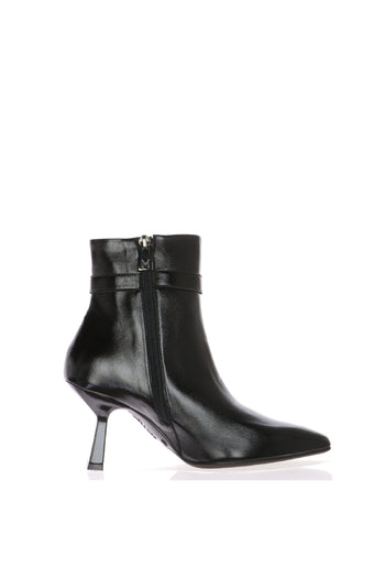 Stivaletto elegante  in pelle nera tacco a spillo e punta sfilata Melluso - 3