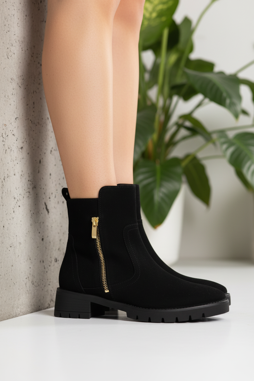 Stivaletto in camoscio nero plantare estraibile Ara 2