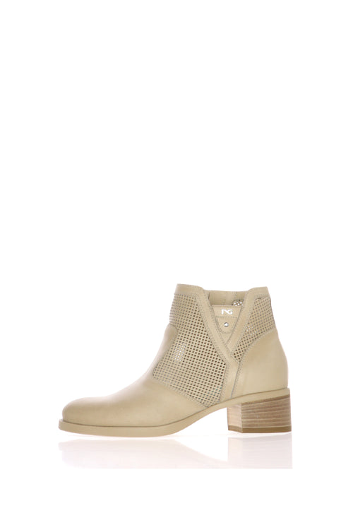 Stivaletto in pelle beige con tacco basso Nero Giardini - 1