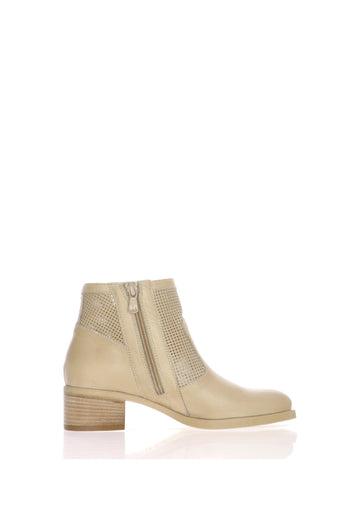Stivaletto in pelle beige con tacco basso Nero Giardini - 3