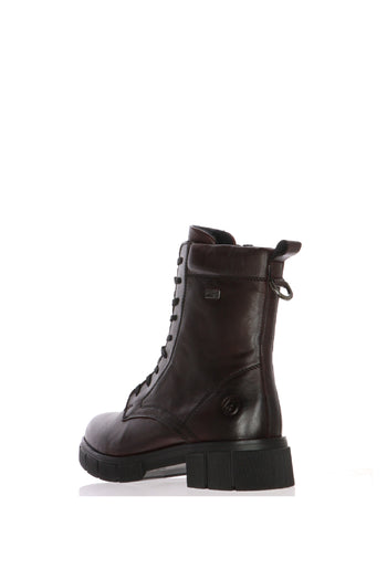 Stivaletto in pelle bordeaux con lacci e cerniera Remonte - 3