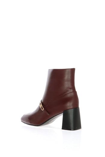Stivaletto in pelle bordeaux con tacco Cafènoir - 3