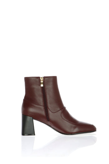 Stivaletto in pelle bordeaux con tacco Cafènoir - 5