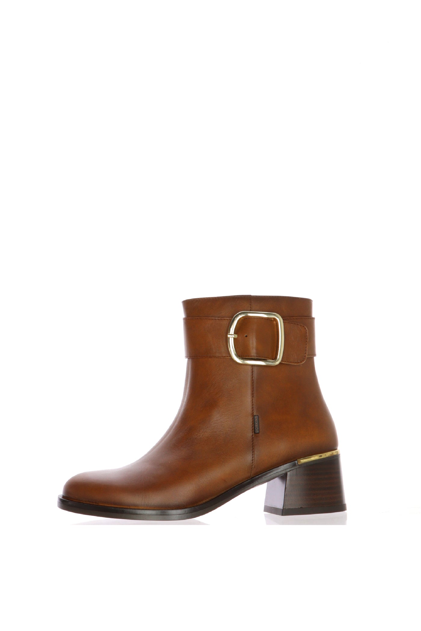 Stivaletto in pelle marrone e nero con tacco Fluchos