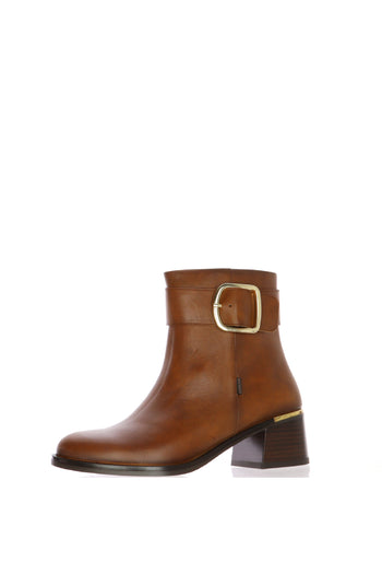Stivaletto in pelle marrone e nero con tacco Fluchos - 3