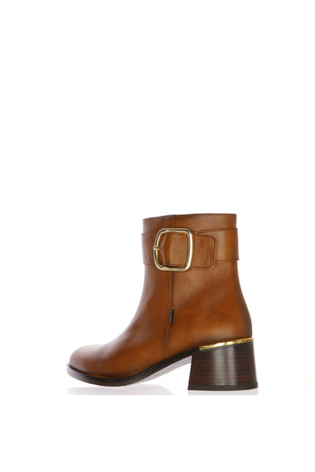 Stivaletto in pelle marrone e nero con tacco Fluchos - 9