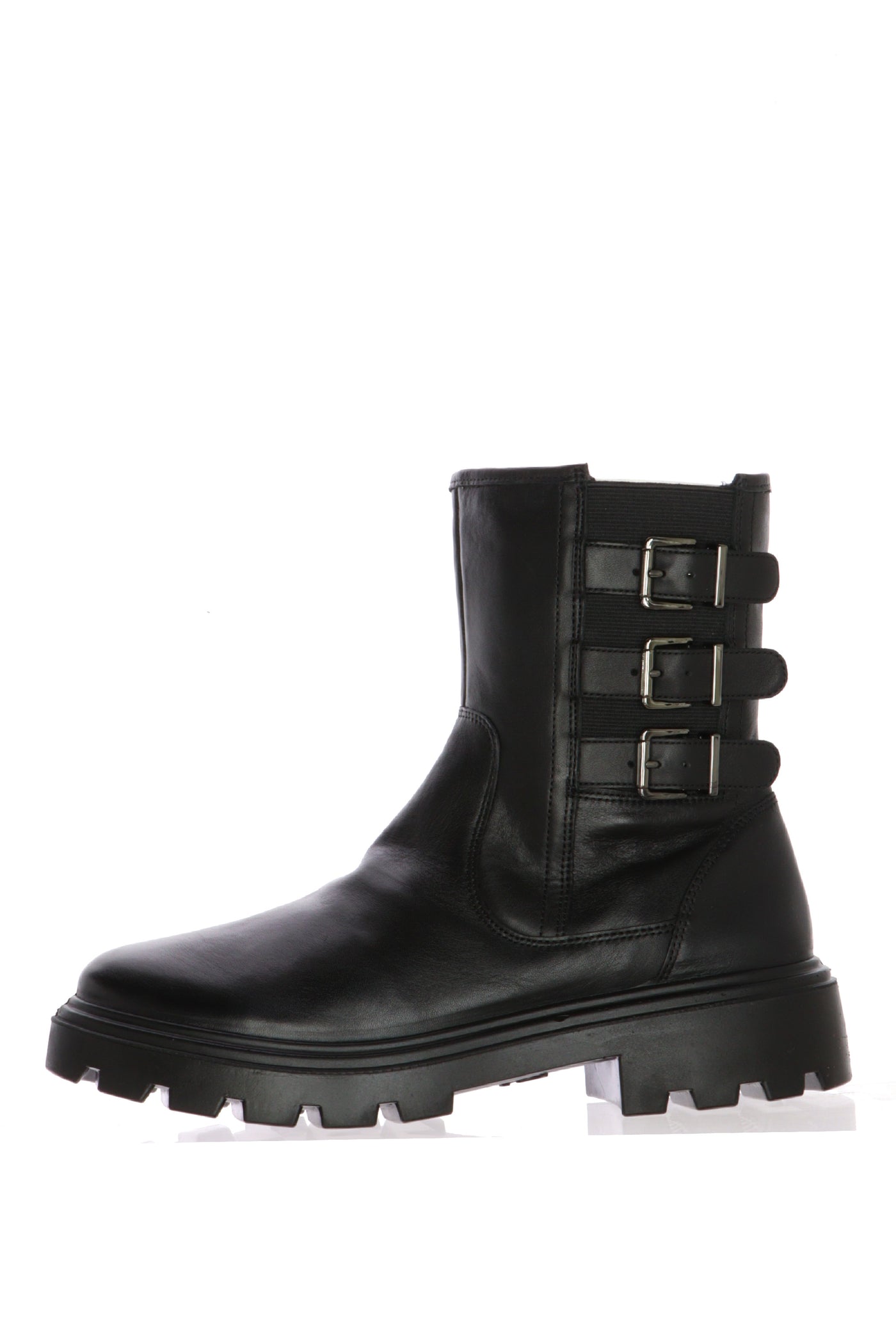 Stivaletto in pelle nera con fibbie Ara