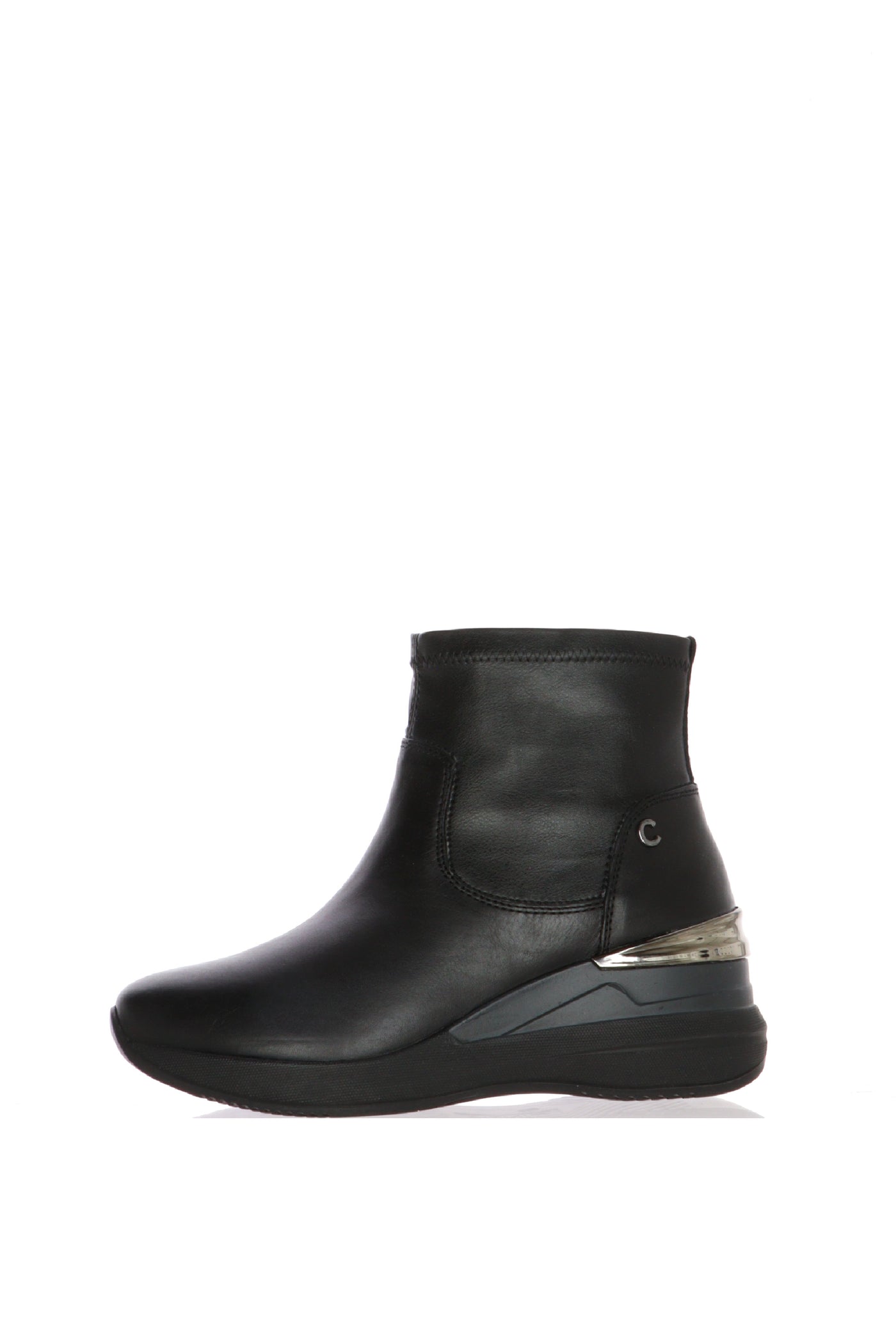 Stivaletto in pelle nera con gambale elastico Cinzia Soft
