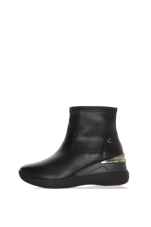 Stivaletto in pelle nera con gambale elastico Cinzia Soft - 1
