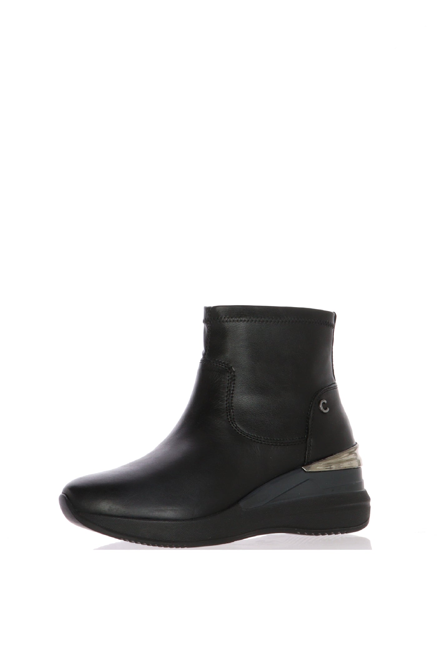 Stivaletto in pelle nera con gambale elastico Cinzia Soft 2
