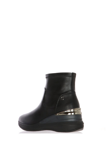 Stivaletto in pelle nera con gambale elastico Cinzia Soft - 4