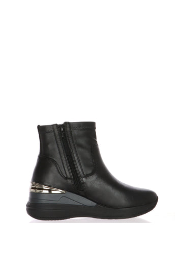 Stivaletto in pelle nera con gambale elastico Cinzia Soft - 3
