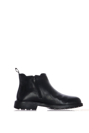 Stivaletto in pelle nero con elastico e cerniera - 4