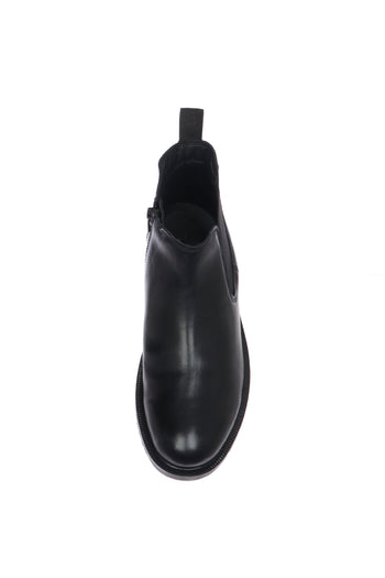Stivaletto in pelle nero con elastico e cerniera - 6