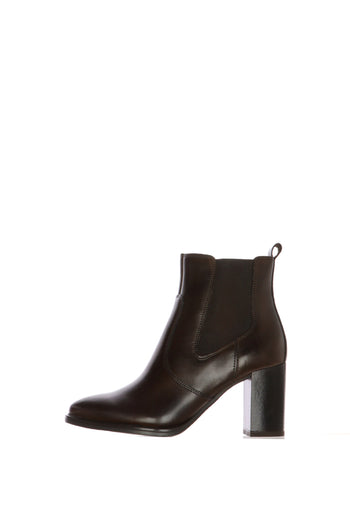 Stivaletto in pelle nero con tacco alto e largo elastico e cerniera - 3