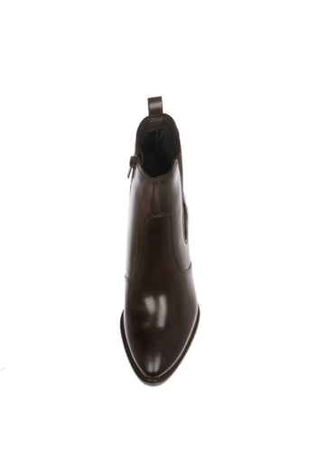 Stivaletto in pelle nero con tacco alto e largo elastico e cerniera - 11