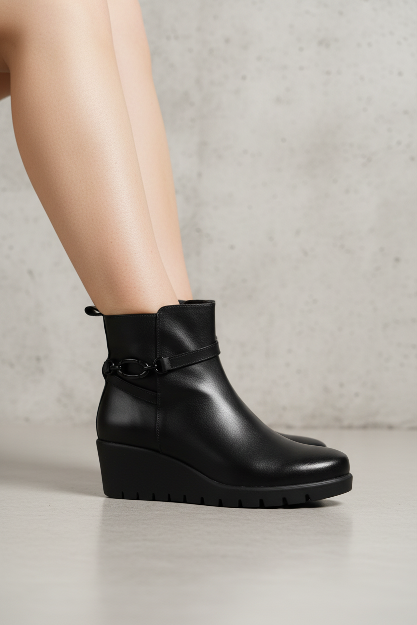 Stivaletto in pelle nero e marrone con zeppa Numeri grandi Donna Ara Shoes 2