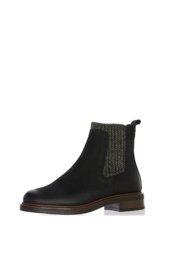 Stivaletto in pelle nero e testa di moro con elastico e cerniera Cinzia Soft - 4