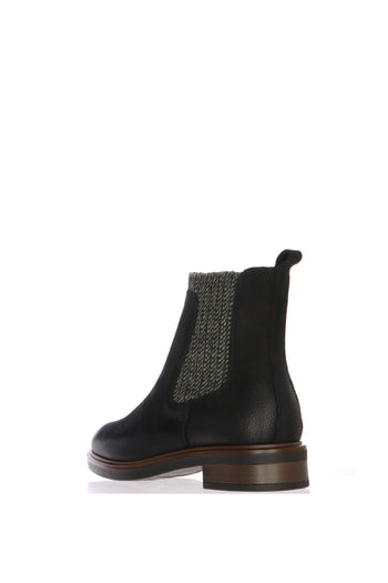 Stivaletto in pelle nero e testa di moro con elastico e cerniera Cinzia Soft - 8