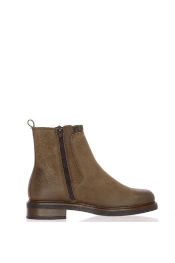 Stivaletto in pelle nero e testa di moro con elastico e cerniera Cinzia Soft - 5