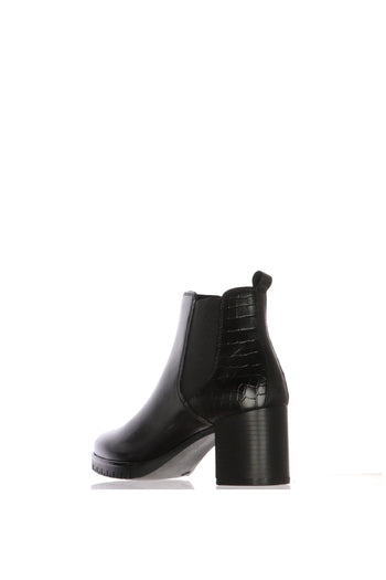 Stivaletto marrone e nero con tacco largo e dettaglio cocco - 7