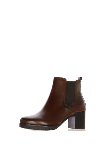 Stivaletto marrone e nero con tacco largo e dettaglio cocco - 4