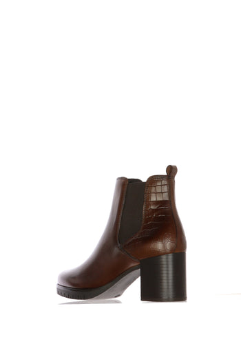 Stivaletto marrone e nero con tacco largo e dettaglio cocco - 6