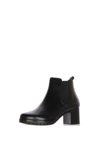Stivaletto marrone e nero con tacco largo e dettaglio cocco - 5