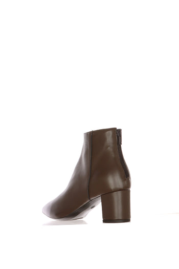 Stivaletto nero e marrone in pelle con tacco largo e zip posteriore - 6