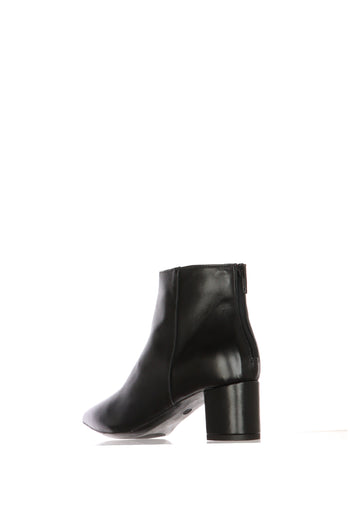 Stivaletto nero e marrone in pelle con tacco largo e zip posteriore - 7