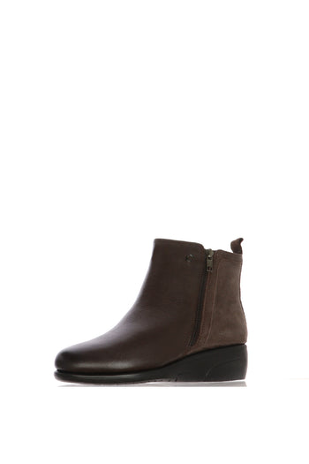 Stivaletto nero e marrone in pelle morbida zeppa bassa - 3