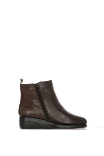 Stivaletto nero e marrone in pelle morbida zeppa bassa - 5