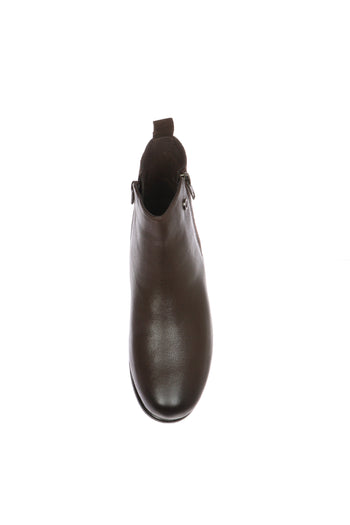 Stivaletto nero e marrone in pelle morbida zeppa bassa - 9