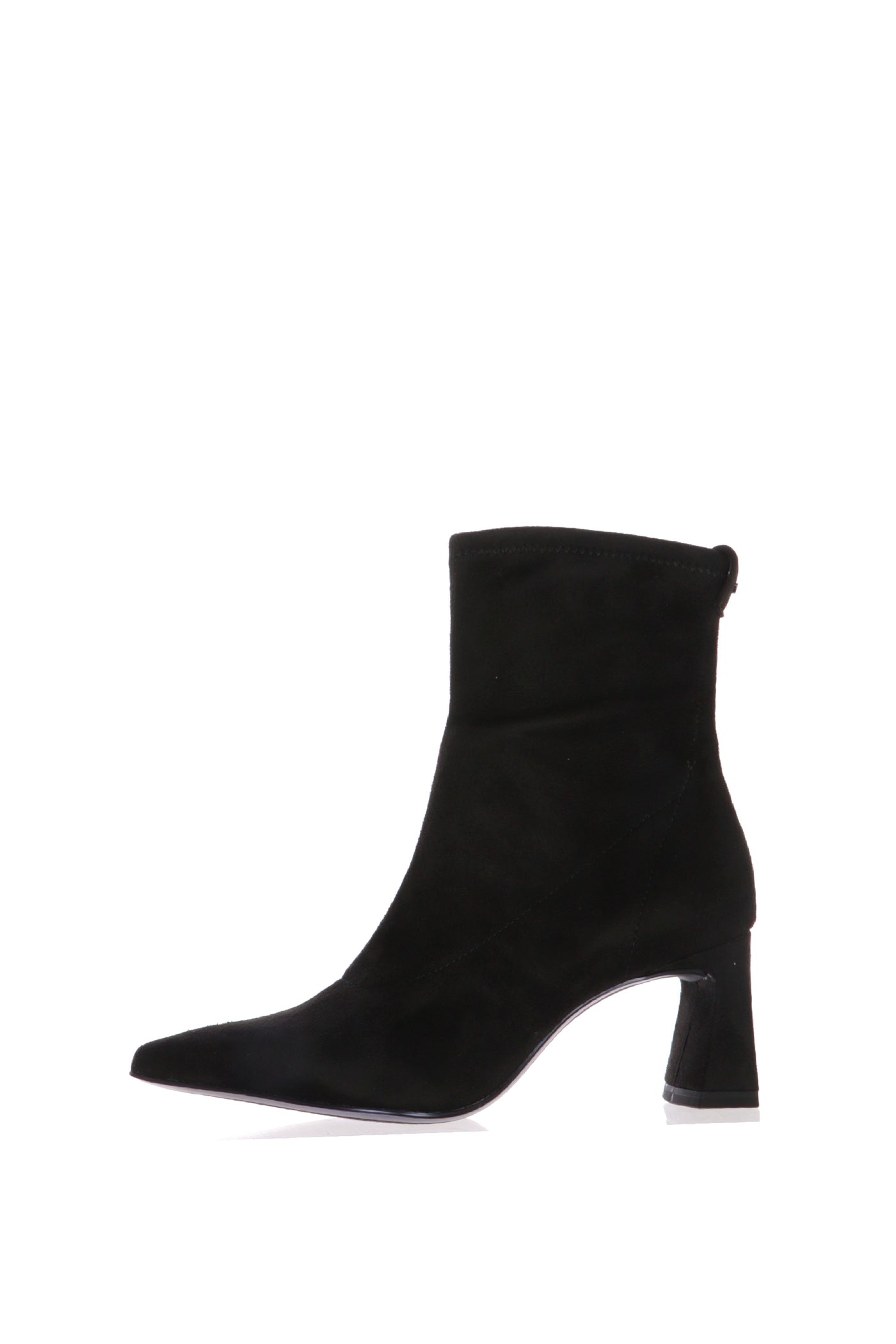 Stivaletto nero in tessuto elastico con tacco Tamaris