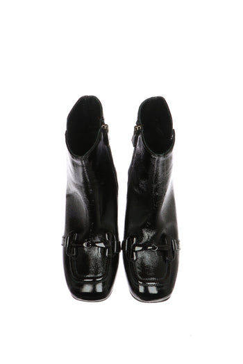 Stivaletto nero lucido con fibbia numeri piccoli e grandi donna Melluso - 3