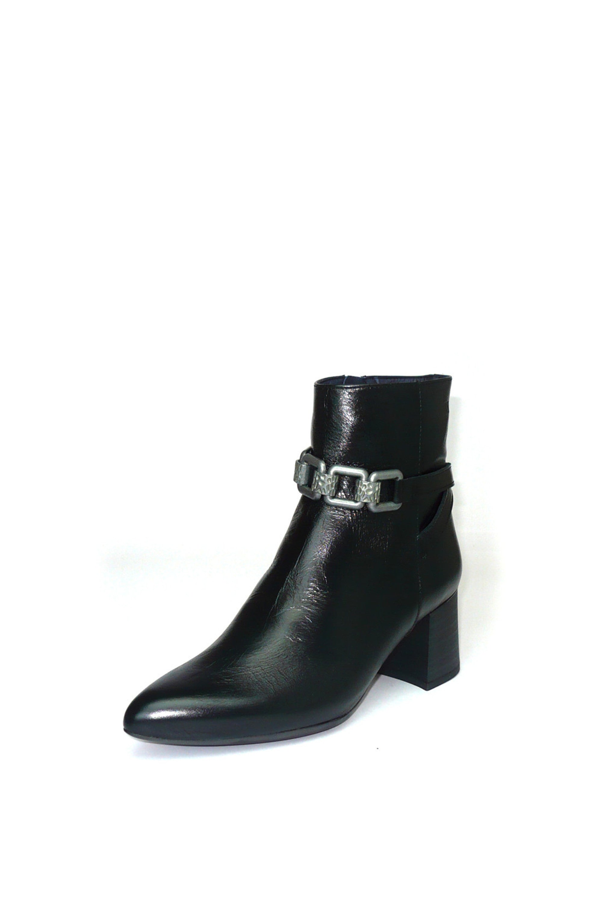 Stivaletto pelle vintage nero con accessorio caviglia Dorking by Fluchos