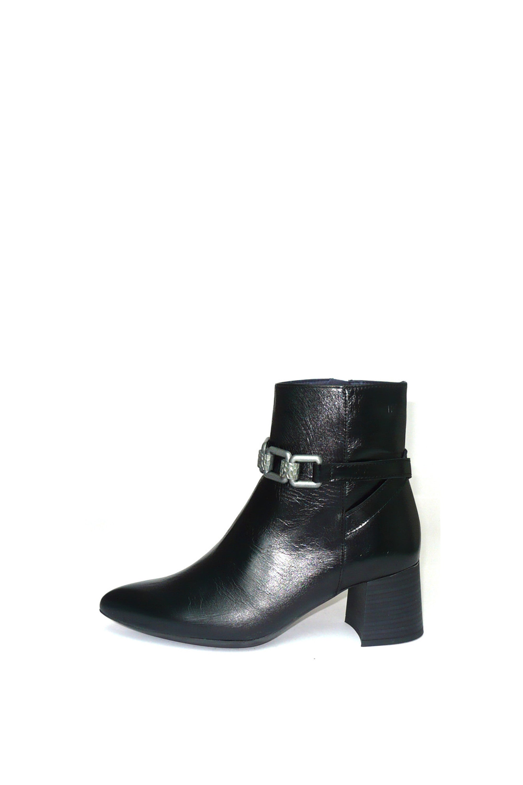 Stivaletto pelle vintage nero con accessorio caviglia Dorking by Fluchos