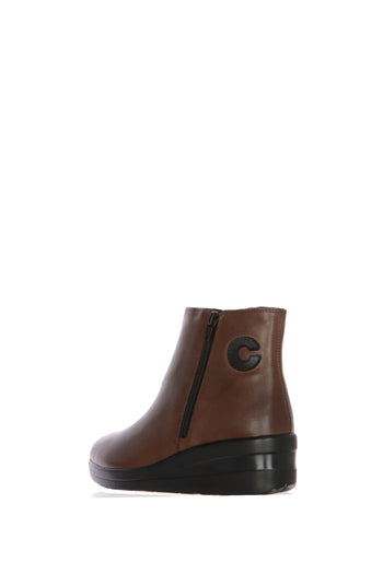 Stivaletto sportivo in pelle marrone e nero con cerniera Cinzia Soft - 7