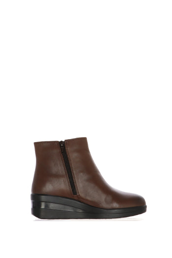 Stivaletto sportivo in pelle marrone e nero con cerniera Cinzia Soft - 5