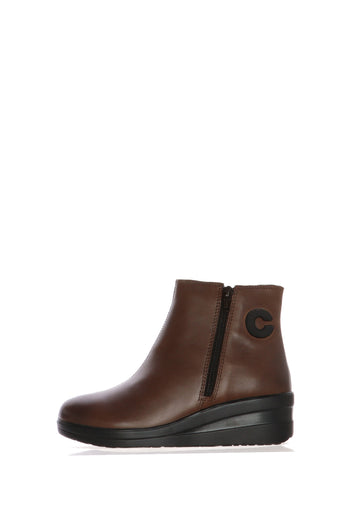 Stivaletto sportivo in pelle marrone e nero con cerniera Cinzia Soft - 3