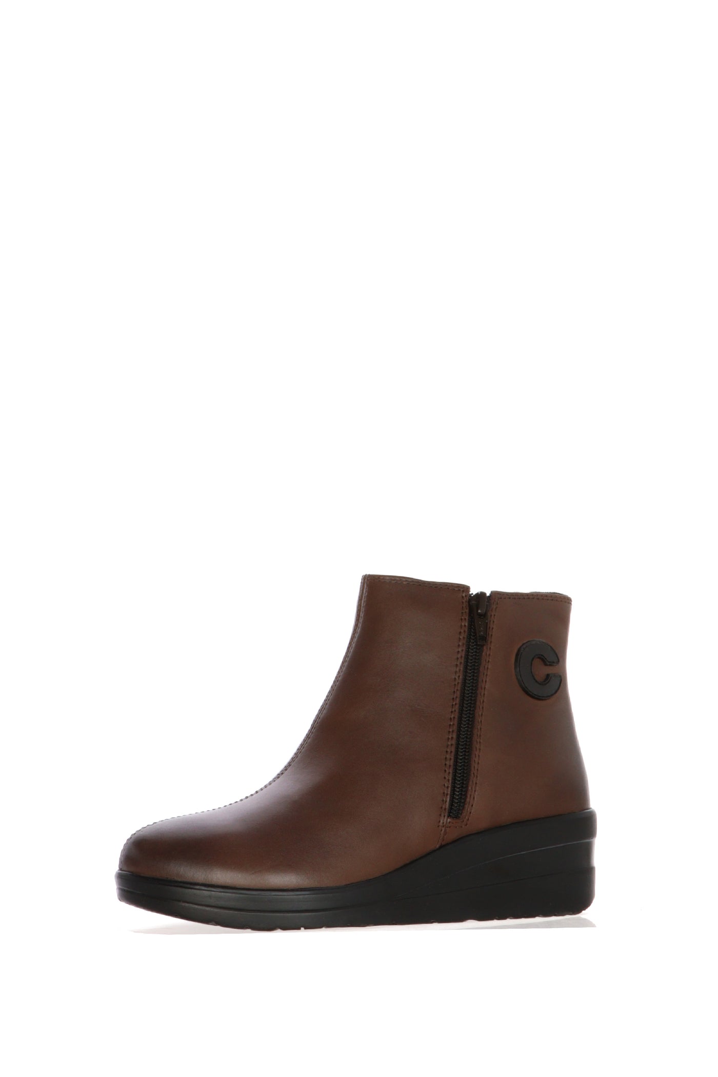 Stivaletto sportivo in pelle marrone e nero con cerniera Cinzia Soft