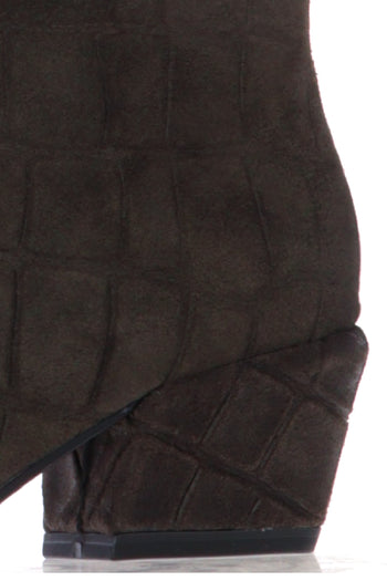 Stivaletto stampa cocco in camoscio marrone scuro - 6